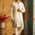 Cream colour silk kurta with cream cotton pajama