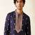 Royal blue roman silk embroidered kurta with cream pajama     elegant party wear look