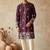 Purple colour silk kurta with cream cotton pajama