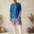Royal blue colour silk kurta with cream cotton pajama