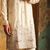 Cream colour silk kurta with cream cotton pajama