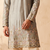 Grey colour silk kurta with cream cotton pajama