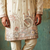 Cream colour silk kurta with cream cotton pajama