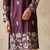 Purple colour silk kurta with cream cotton pajama