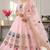 Pink designer peacock print anarkali gown with pant & dupatta set