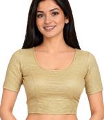 Gold shiny cotton spandex stretchable princess cut readymade saree blouse