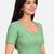 Mint green shiny cotton spandex stretchable princess cut readymade saree blouse
