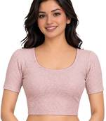 Pink shiny cotton spandex stretchable princess cut readymade saree blouse