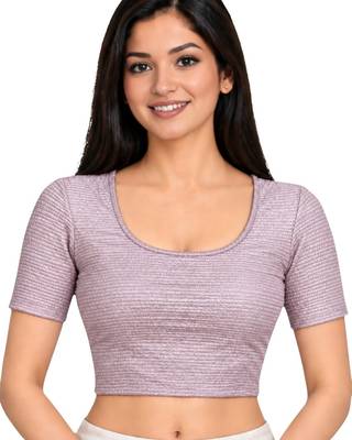 Lavender shiny cotton spandex stretchable princess cut readymade saree blouse 1