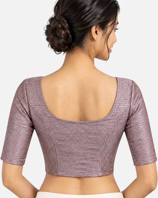 Lavender shiny cotton spandex stretchable princess cut readymade saree blouse 2