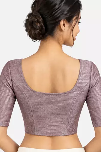 Lavender shiny cotton spandex stretchable princess cut readymade saree blouse