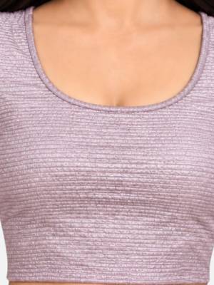 Lavender shiny cotton spandex stretchable princess cut readymade saree blouse 4