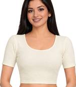 Off white shiny cotton spandex stretchable princess cut readymade saree blouse
