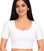 White shiny cotton spandex stretchable princess cut readymade saree blouse