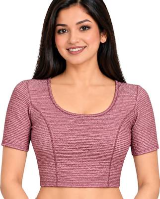 Wine shiny cotton spandex stretchable princess cut readymade saree blouse 1