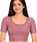 Wine shiny cotton spandex stretchable princess cut readymade saree blouse
