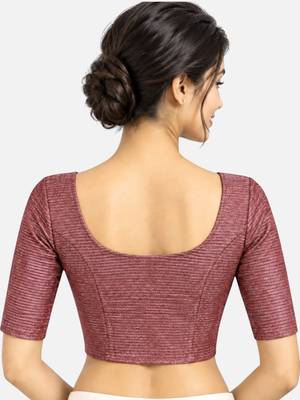 Wine shiny cotton spandex stretchable princess cut readymade saree blouse 2