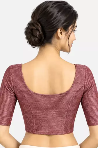 Wine shiny cotton spandex stretchable princess cut readymade saree blouse