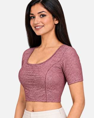 Wine shiny cotton spandex stretchable princess cut readymade saree blouse 3