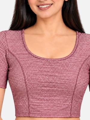 Wine shiny cotton spandex stretchable princess cut readymade saree blouse 4