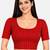 Red cotton spandex golden zari straight line stretchable readymade saree blouse