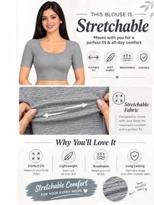 Silver shiny cotton spandex stretchable princess cut readymade saree blouse 5