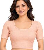 Peach shiny cotton spandex stretchable princess cut readymade saree blouse