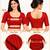 Red cotton spandex golden zari straight line stretchable readymade saree blouse