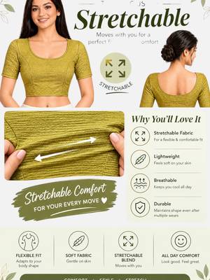 Dark gold shiny cotton spandex stretchable princess cut readymade saree blouse 5