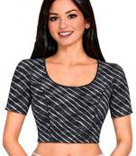 Grey cotton spandex leheriya printed stretchable readymade saree blouse