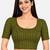 Mehndi green cotton spandex golden zari straight line stretchable readymade saree blouse