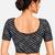 Grey cotton spandex leheriya printed stretchable readymade saree blouse