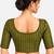 Mehndi green cotton spandex golden zari straight line stretchable readymade saree blouse