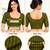 Mehndi green cotton spandex golden zari straight line stretchable readymade saree blouse