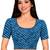 Teal blue cotton spandex leheriya printed stretchable readymade saree blouse