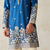 Royal blue colour silk kurta with cream cotton pajama