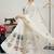 White designer peacock print anarkali gown with pant & dupatta set
