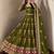 Women olive green embroidered anarkali kurta with pant & dupatta set
