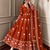 Women orange embroidered anarkali kurta with pant & dupatta set