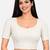 White cotton spandex golden woven zari design stretchable readymade saree blouse