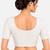 White cotton spandex golden woven zari design stretchable readymade saree blouse