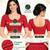Red cotton spandex golden woven zari design stretchable readymade saree blouse