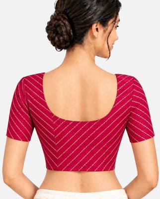 Rani cotton spandex golden woven zari design stretchable readymade saree blouse 2
