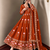 Women orange embroidered anarkali kurta with pant & dupatta set