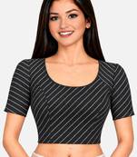 Black cotton spandex golden woven zari design stretchable readymade saree blouse