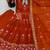 Women orange embroidered anarkali kurta with pant & dupatta set