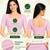 Baby pink cotton spandex golden woven zari design stretchable readymade saree blouse