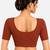 Chocolate brown cotton spandex golden woven zari design stretchable readymade saree blouse
