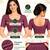 Light wine cotton spandex golden woven zari design stretchable readymade saree blouse