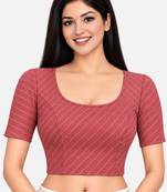 Gajri cotton spandex golden woven zari design stretchable readymade saree blouse